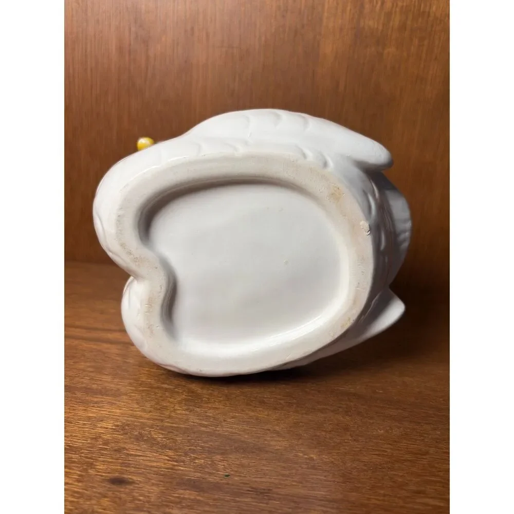 Vintage White Ceramic Double Swan Lovebird Dish Planter Intertwined Necks